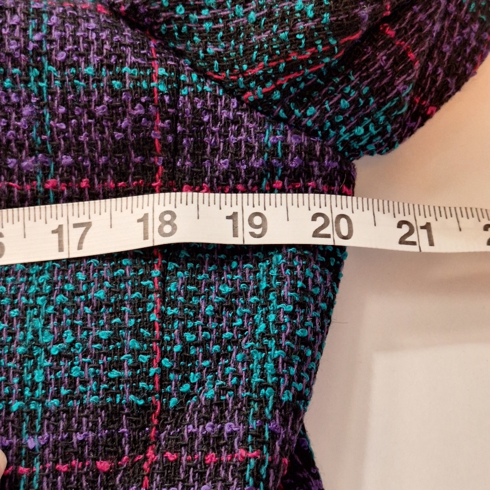 NWT Vintage 80s Jewel Tone Plaid Blazer Wool Blend Fitted USA Union Made Size 10 - Picture 13 of 15